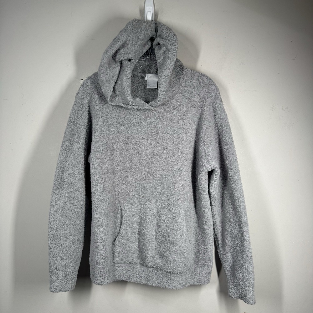 Softies Women's Sz L Gray Marshmallow Teddy Soft Plush Lounge Hoodie